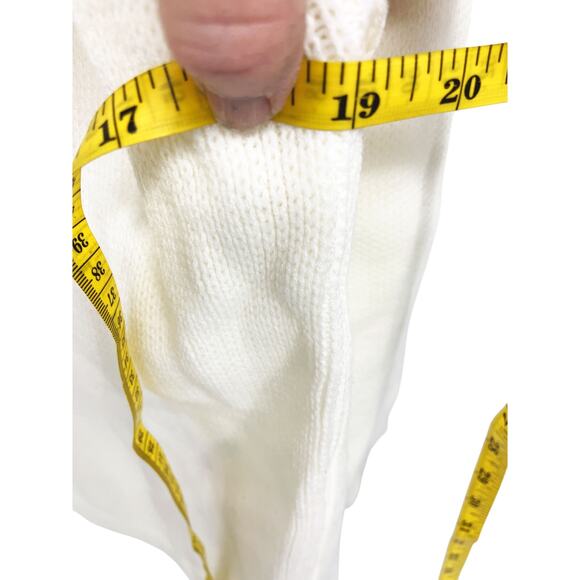 Vintage Sears Floral Embroidered White Knit Cardigan Sweater Size M - Picture 5 of 6